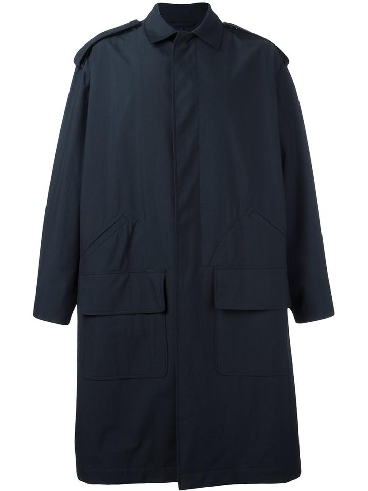 E. Tautz Car Raincoat, Men's, Size: Medium, Blue, Silk/cotton/wool