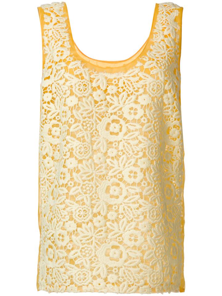 Miu Miu Two-tone Lace Top - Yellow & Orange