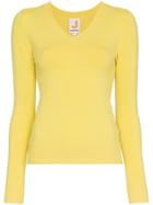 Joostricot V-neck Ribbed Hem Cotton Silk Blend Jumper - Yellow &