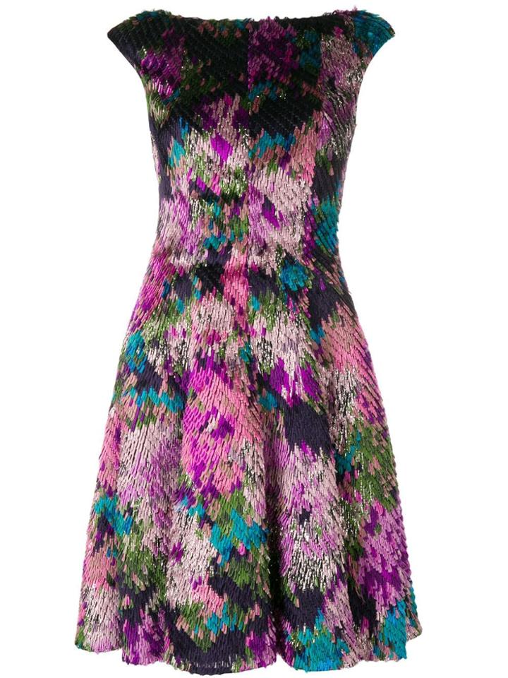 Talbot Runhof Fil Coupé Jacquard Dress - Pink & Purple