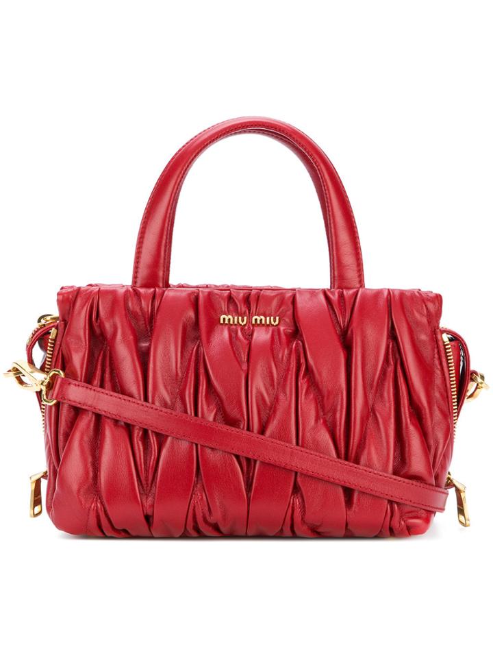 Miu Miu Pleated Mini Tote Bag - Red