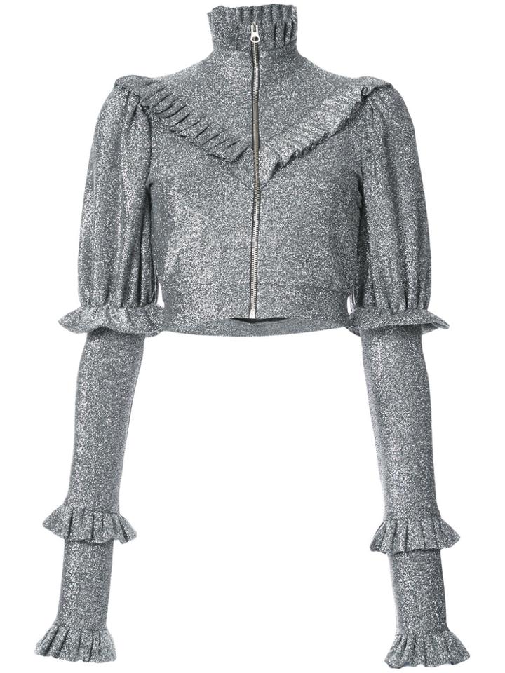 Dilara Findikoglu Ruffled Zip Jacket - Metallic