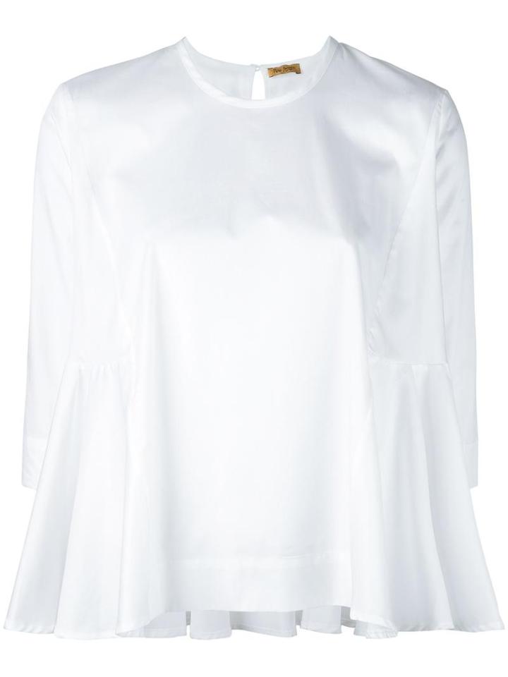 Peter Jensen Flared Hem Blouse, Women's, Size: Large, White, Cotton