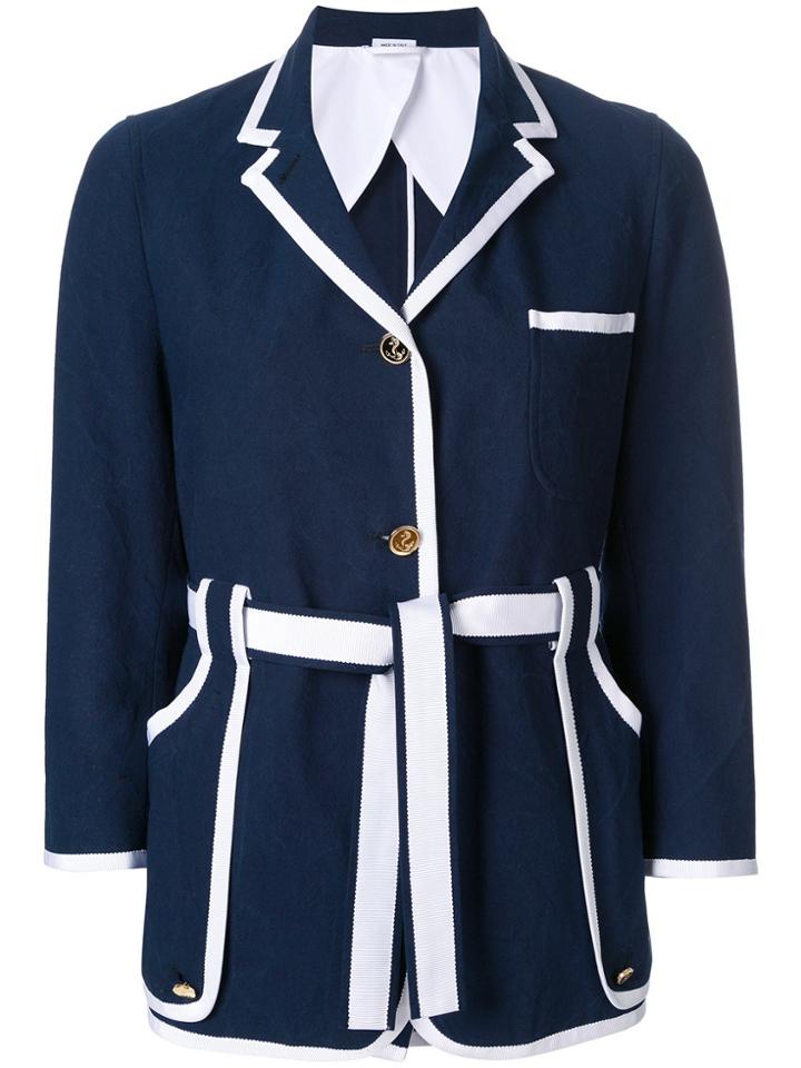 Thom Browne Contrast Trim Fitted Jacket - Blue