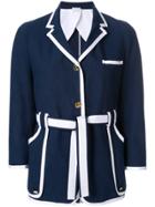 Thom Browne Contrast Trim Fitted Jacket - Blue