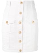 Balmain - Button Mini Skirt - Women - Cotton/spandex/elastane - 38, White, Cotton/spandex/elastane