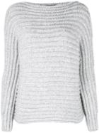 Calvin Klein Collection Striped Jumper, Women's, Size: Small, Grey, Polyamide/cashmere