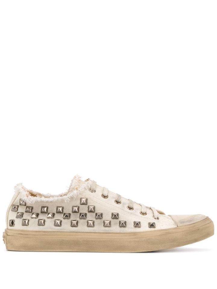 Saint Laurent Bedford Distressed-effect Sneakers - Neutrals