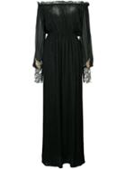 Loyd/ford - Off-shoulders Semi-sheer Maxi Dress - Women - Silk - 2, Black, Silk