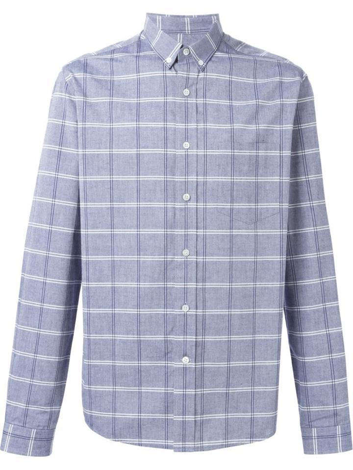 Ami Alexandre Mattiussi Checked Shirt, Men's, Size: 37, Blue, Cotton