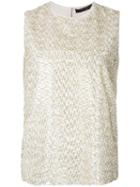 Max Mara Metallic Detail Tank, Women's, Size: 44, Nude/neutrals, Silk/metallic Fibre