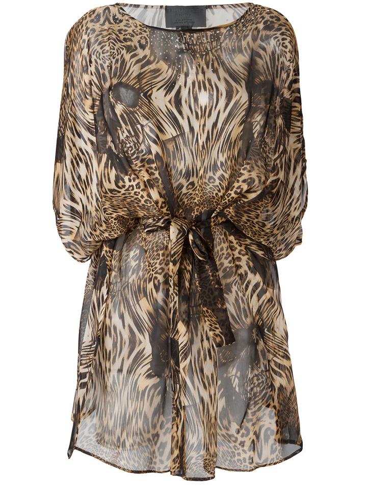 Philipp Plein Patterned Dress, Women's, Size: Medium, Brown, Silk