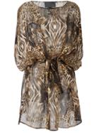 Philipp Plein Patterned Dress, Women's, Size: Medium, Brown, Silk