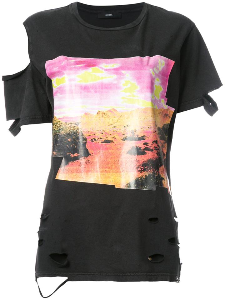 Diesel Deconstructed Printed T-shirt - Black