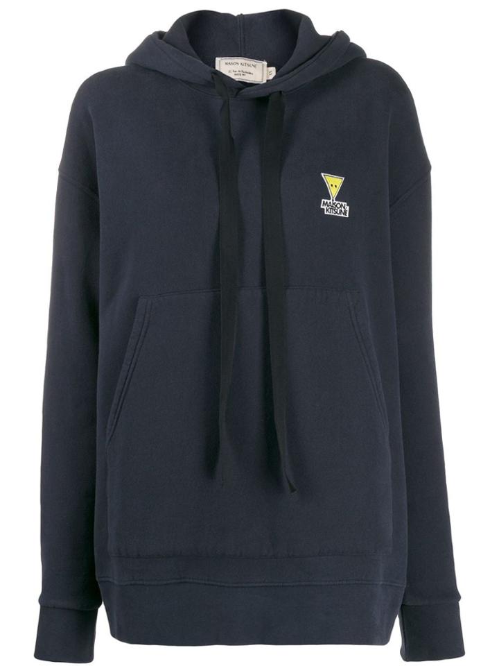 Maison Kitsuné Logo Oversized Hoodie - Blue