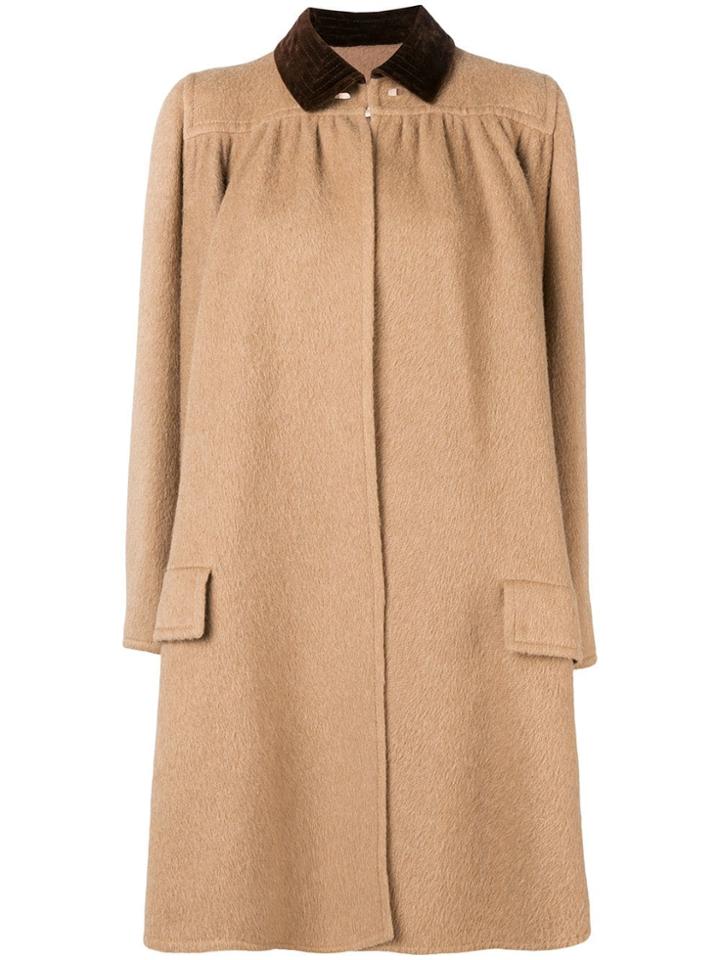 Valentino Vintage 1970's Draped Flared Coat - Neutrals