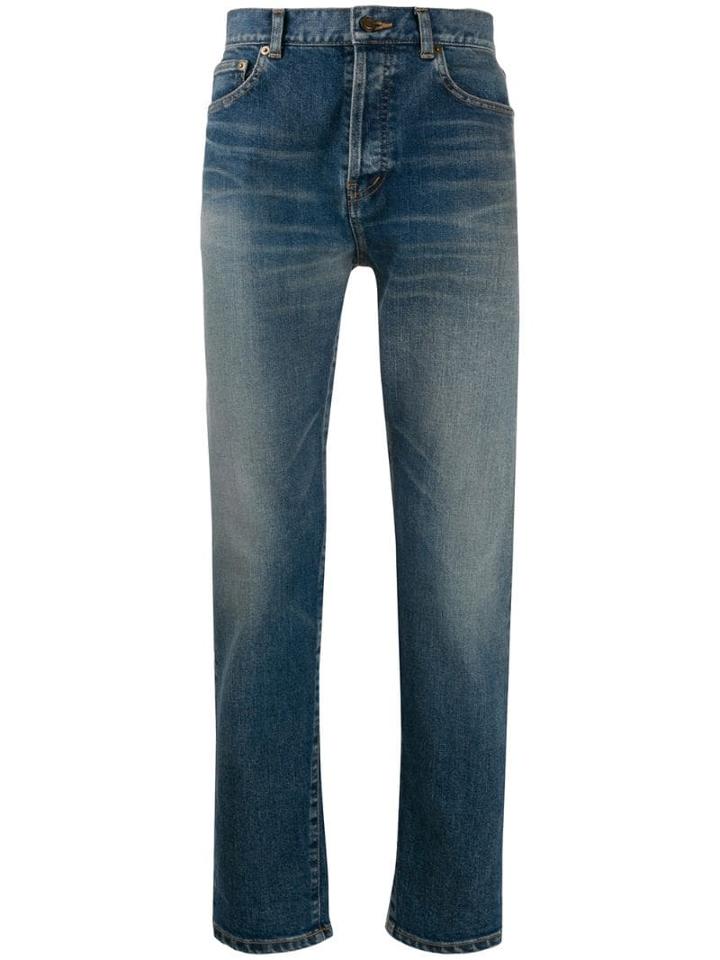 Saint Laurent Eyewear Slim Faded Jeans - Blue