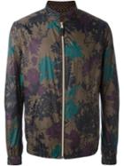 Etro Floral Print Jacket, Men's, Size: Small, Black, Polyamide/calf Leather/cotton