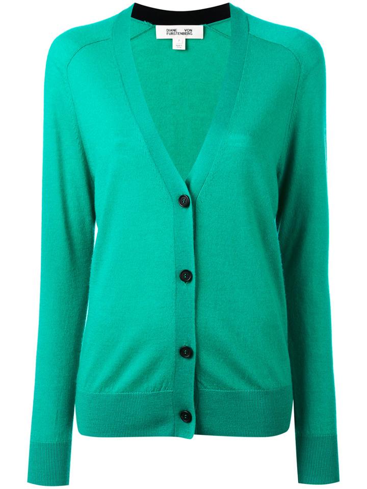 Diane Von Furstenberg - Knitted Cardigan - Women - Cashmere - Xs, Green, Cashmere
