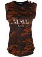 Balmain Camouflage Tank Top - Brown