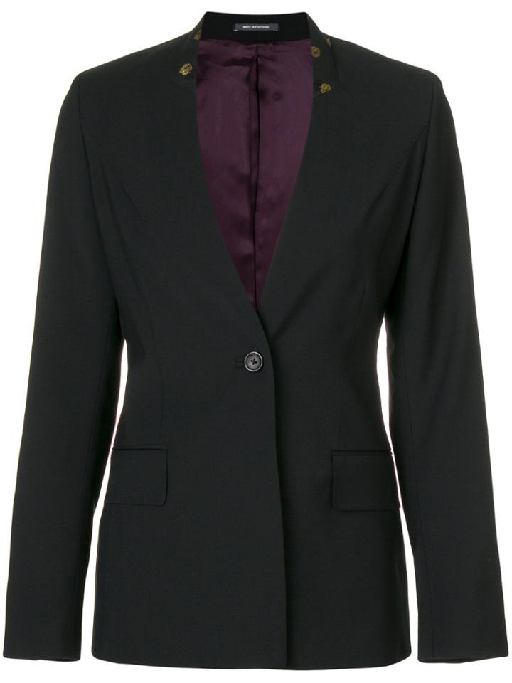 Ps By Paul Smith Floral Print Collar Blazer - Black