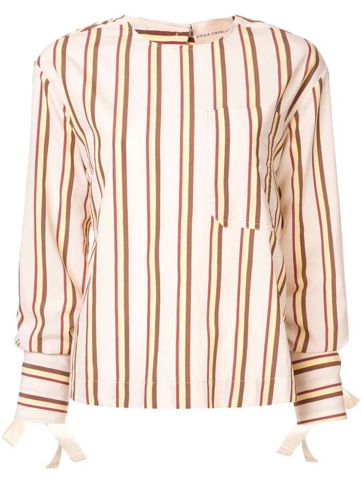 Erika Cavallini Striped Open Back Blouse - Brown