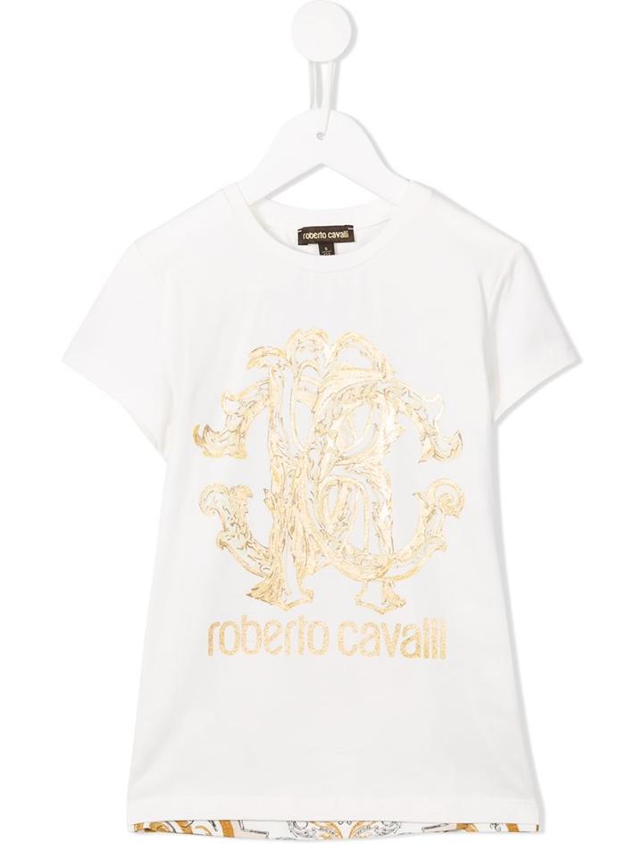 Roberto Cavalli Kids Logo Printed T-shirt, Girl's, Size: 12 Yrs, Nude/neutrals