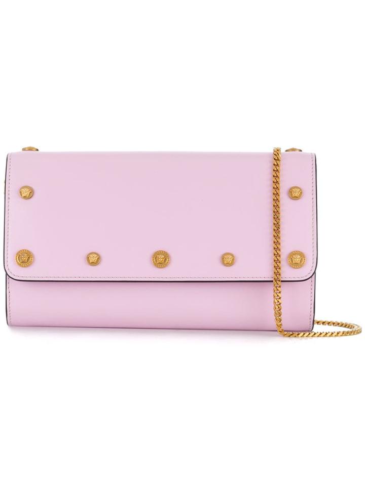 Versace Studded Medusa Clutch - Pink