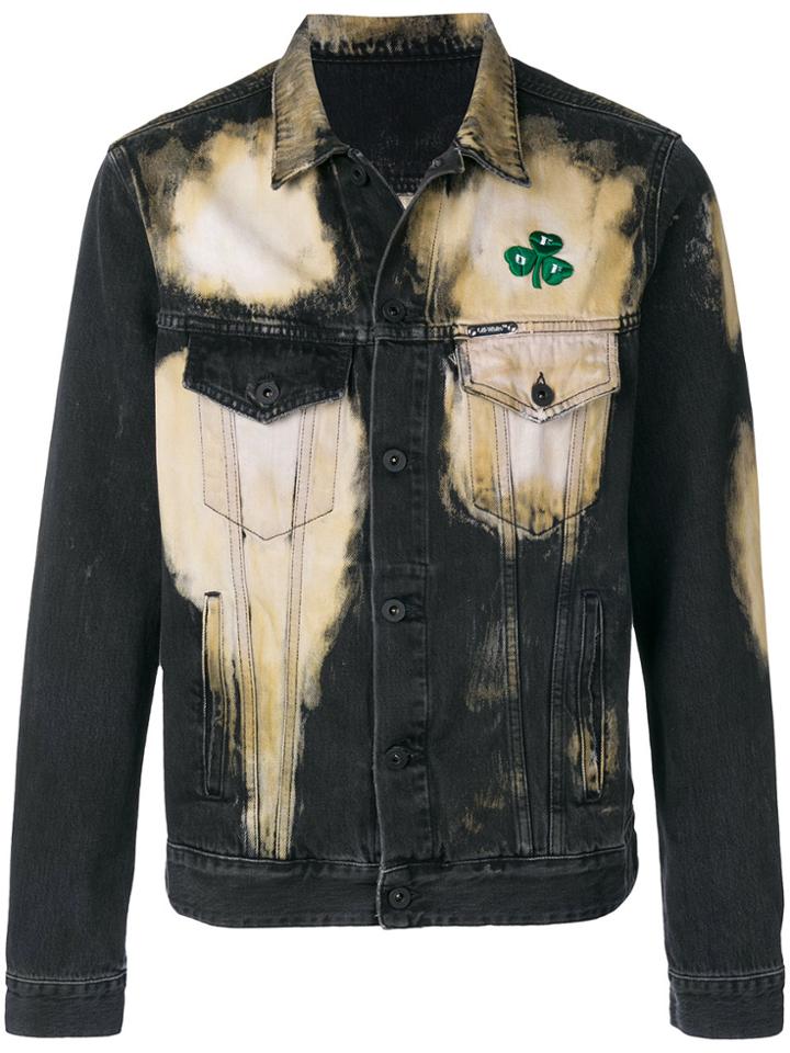 Off-white Distressed Bleach Denim Jacket - Grey