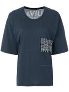 Aviù Embellished Pocket Oversize T-shirt - Blue