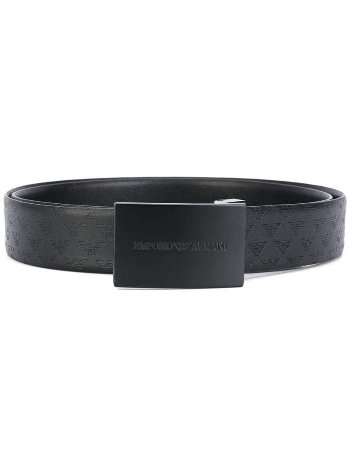 Emporio Armani Embossed Logo Belt - Black