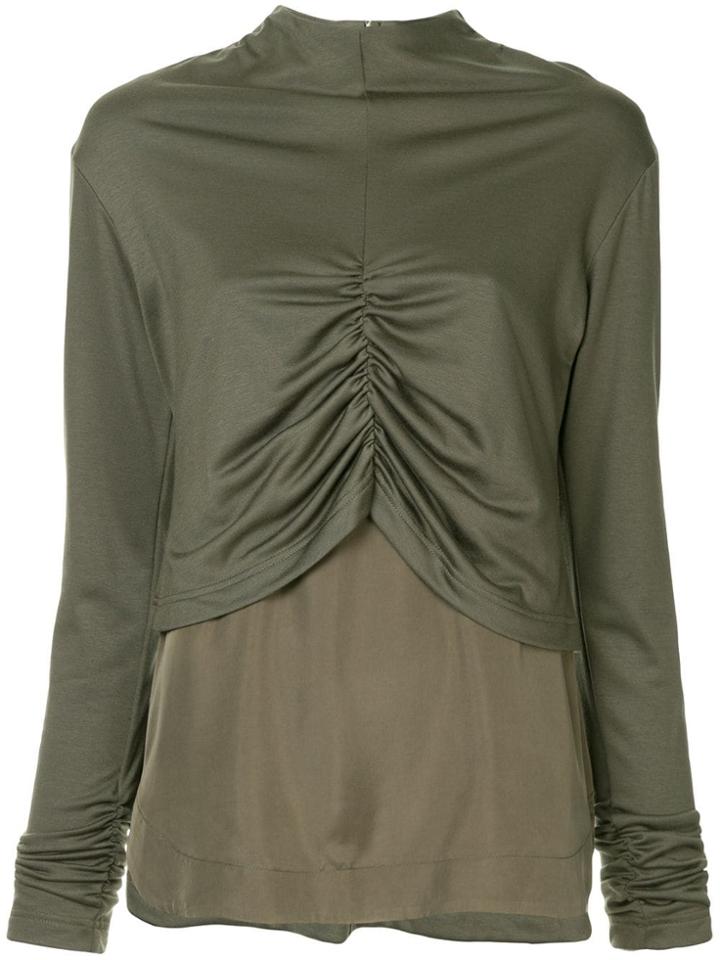 G.v.g.v. Shirring Detail Layered Top - Green