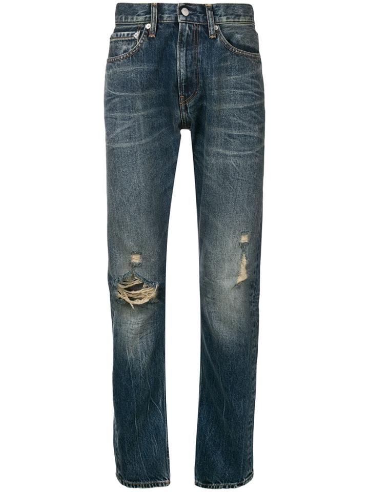 Calvin Klein Jeans Straight Leg Ripped Knee Jeans - Blue