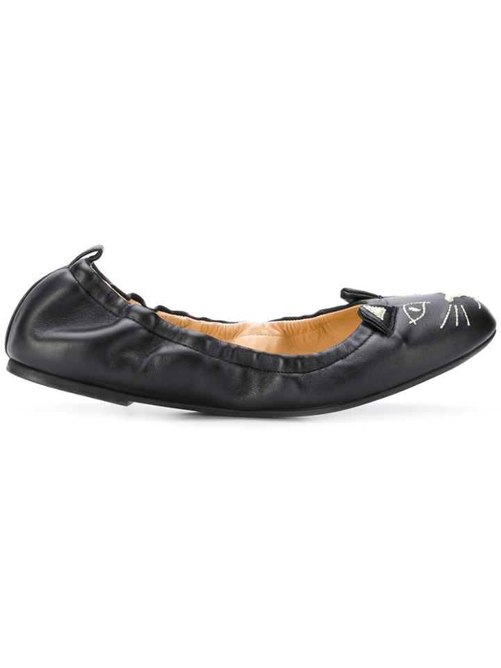 Charlotte Olympia Kitty Ballerina Shoes - Black