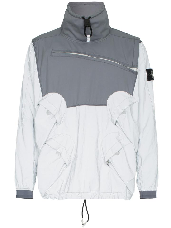 Stone Island Reflective Over Head Hood Jacket - White