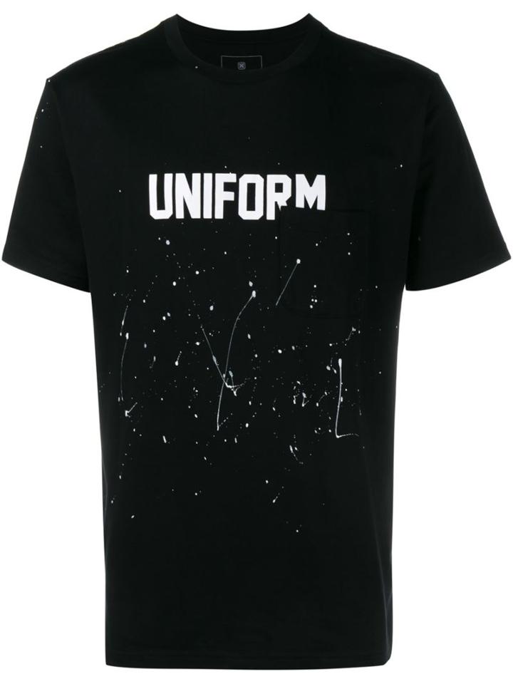 Uniform Experiment Paint Splatter Print T-shirt, Men's, Size: 1, Black, Cotton
