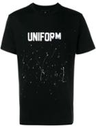 Uniform Experiment Paint Splatter Print T-shirt, Men's, Size: 1, Black, Cotton