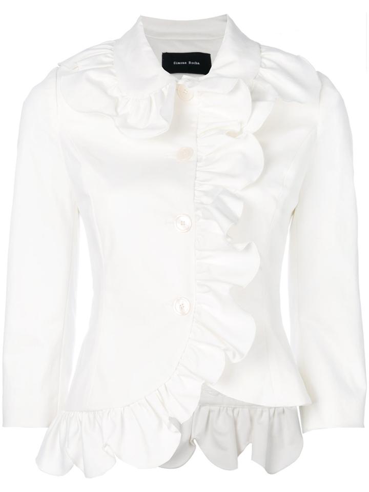 Simone Rocha Ruffled Fitted Jacket - White