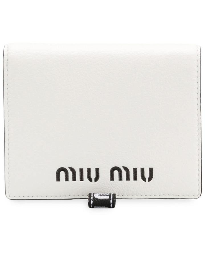Miu Miu Logo Bifold Wallet - White
