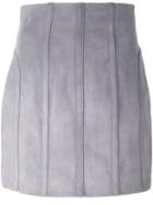 Balmain Stitched Detail Pencil Skirt, Women's, Size: 40, Grey, Cotton/lamb Skin/viscose