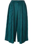 Pleats Please By Issey Miyake Pleated Cropped Trousers, Women's, Size: 2, Green, Polyester