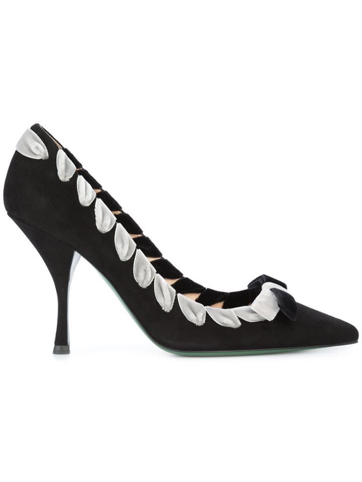 Fendi Pointy-toe Pumps With Ribbon - Black