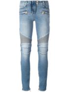 Balmain Skinny Biker Jeans, Women's, Size: 38, Blue, Cotton/polyurethane