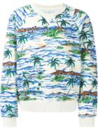 Faith Connexion Palm Print Sweater, Men's, Size: Small, White, Cotton