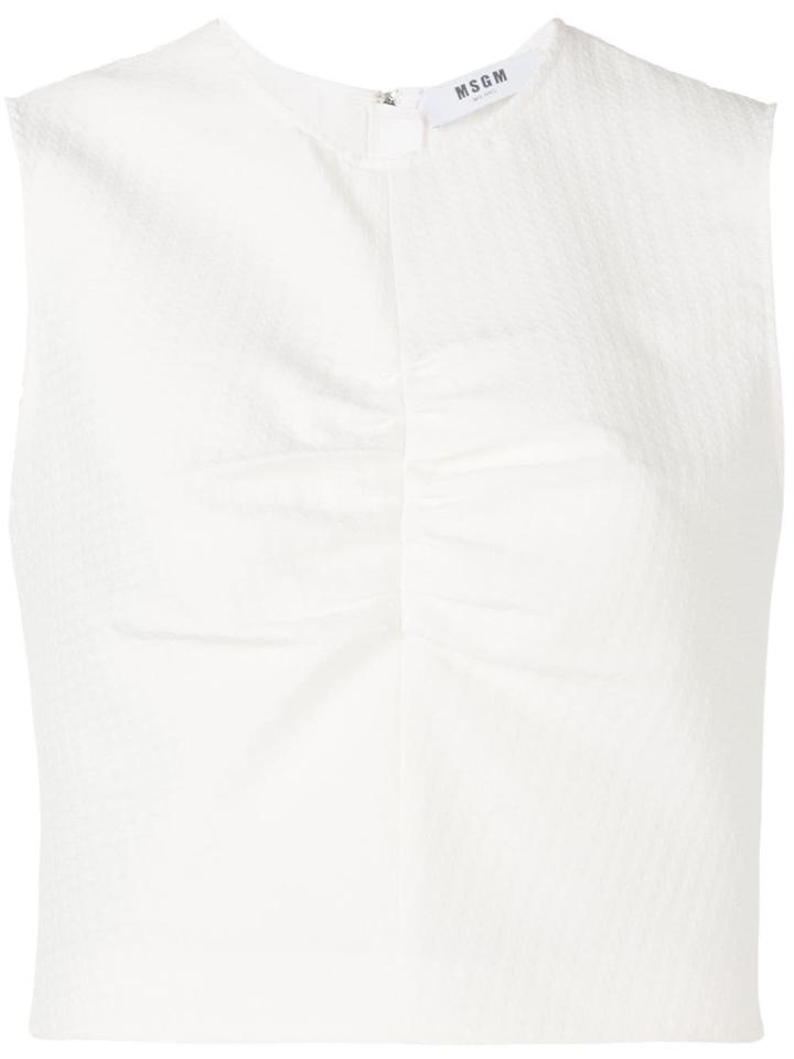 Msgm Ruched Detailed Vest - White