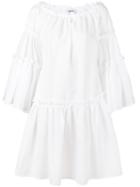 Msgm - Seersucker Long Sleeve Dress - Women - Cotton/polyester - 40, White, Cotton/polyester