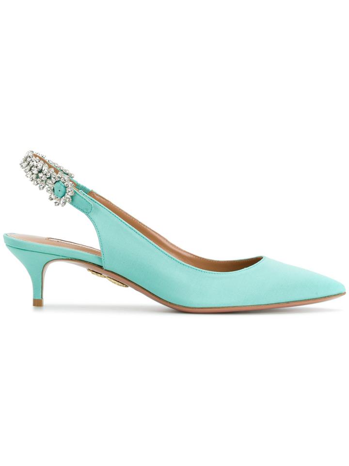 Aquazzura Crystal Slingback Pumps - Blue