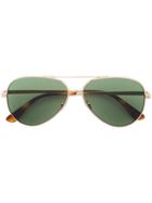 Saint Laurent Eyewear Green Classic 11 Aviator Sunglasses - Metallic
