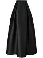 Alberta Ferretti Pleat Detail Full Skirt, Women's, Size: 40, Black, Silk/polyester