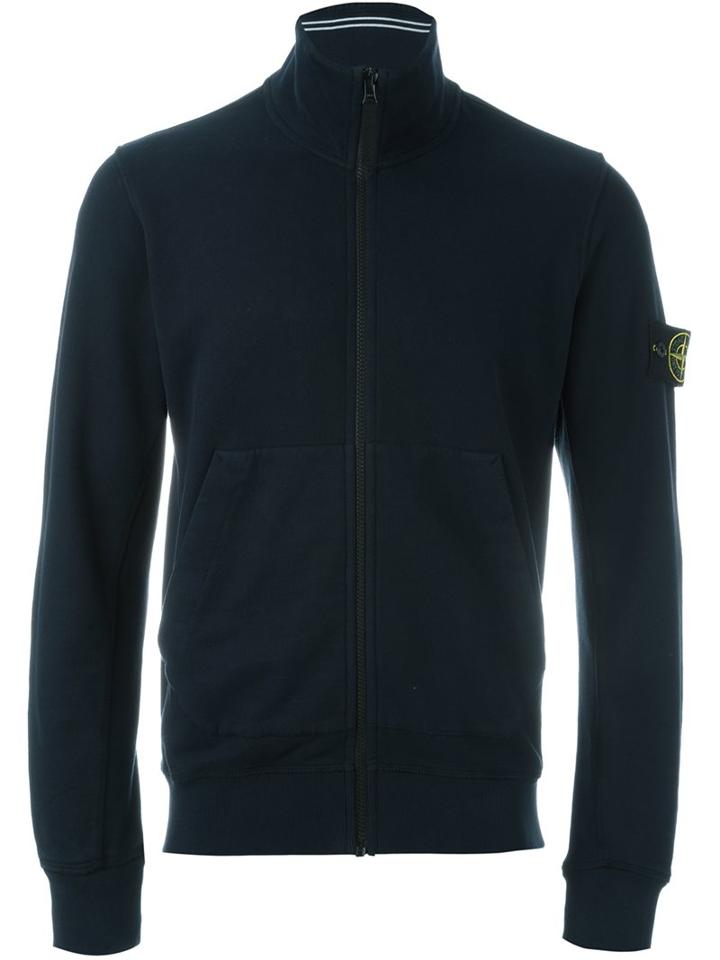 Stone Island Zipped Sweatshirt, Men's, Size: Small, Blue, Cotton